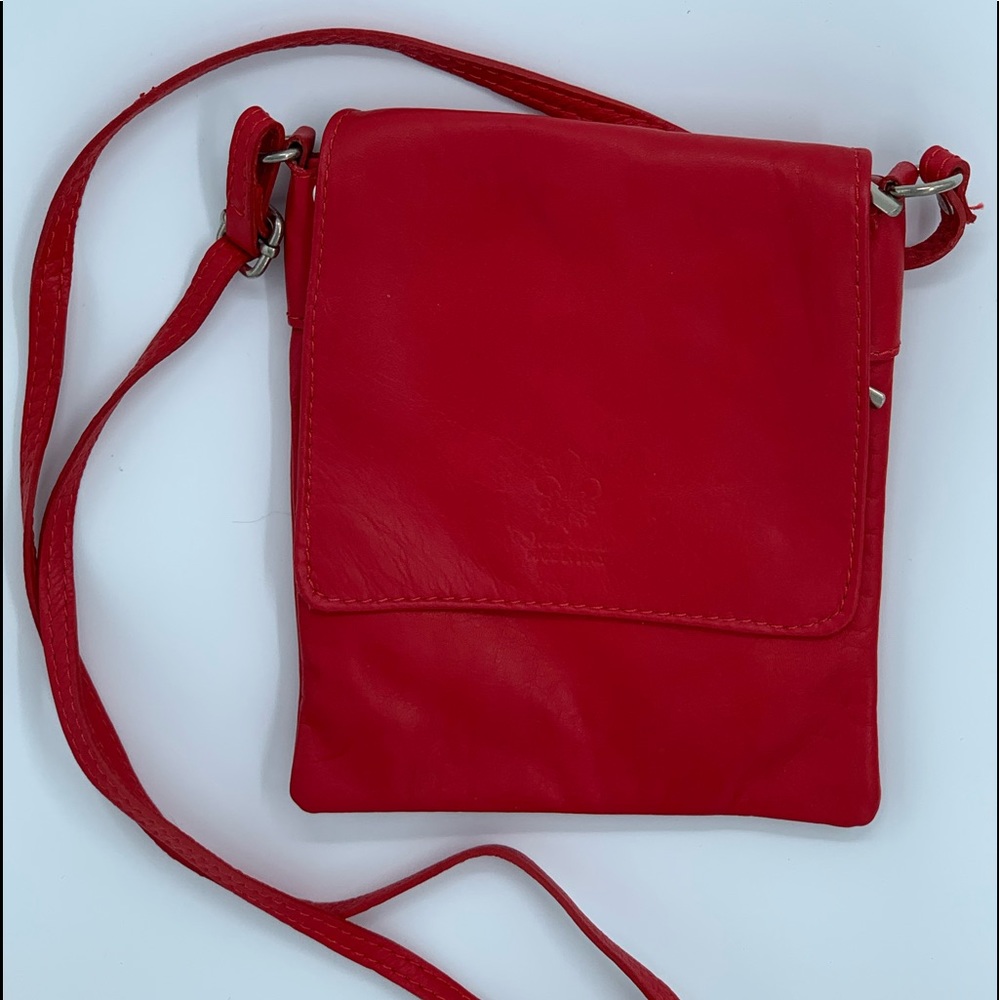 Borse in Pelle Crossbody Italian Leather Bag Red